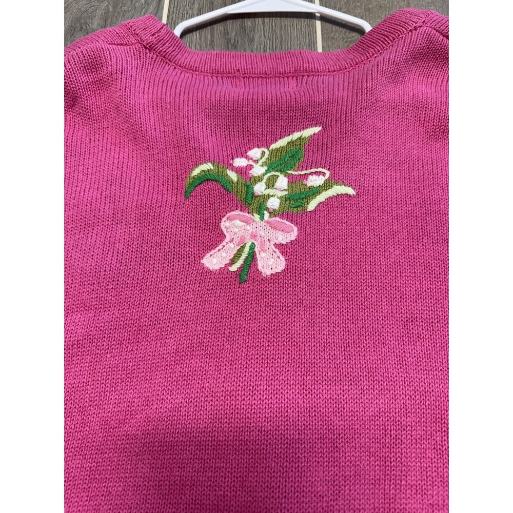 Quacker Factory Sweater Cardigan Womens 2X Pink Floral Embroidered Button Front - Picture 7 of 7